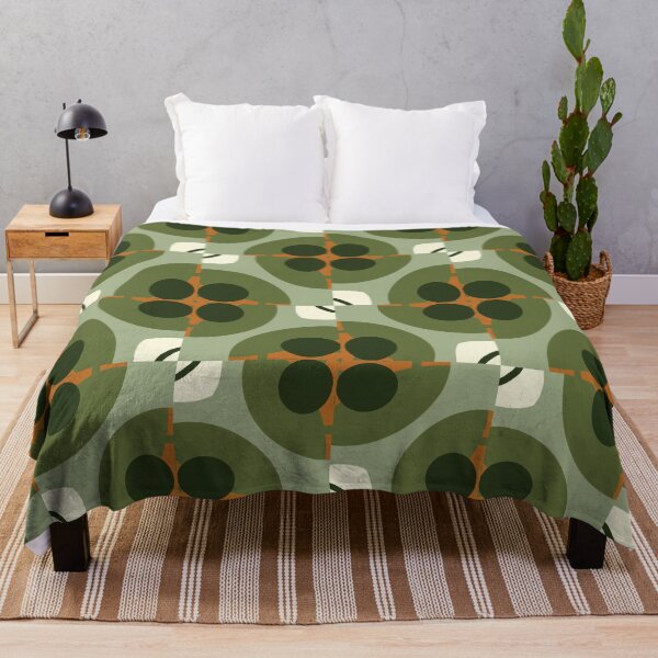 Aperçu de l'œuvre Abstract Retro Vintage Design with Swirls, Stripes and Circles in Brown, Sage Green, Dark Green, Burnt Orange, and Ivory créée et vendue par cozycaroline.