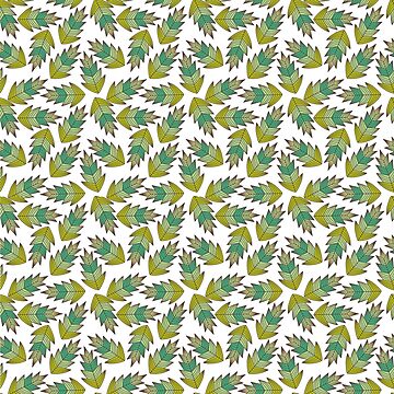 Artwork thumbnail, autumn leaves pattern green tones by artherapieca