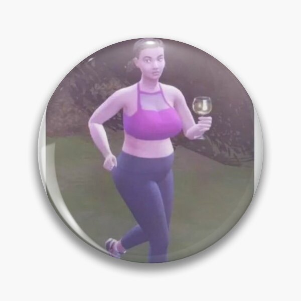Item preview, Funny Sims 4 meme jogging with wine glass designed and sold by Hellomydesign.