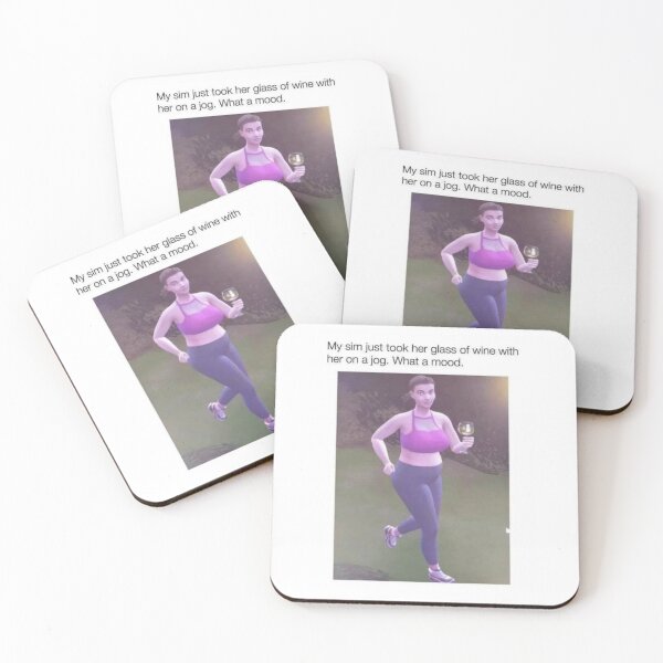 Item preview, Funny Sims 4 meme jogging with wine glass designed and sold by Hellomydesign.