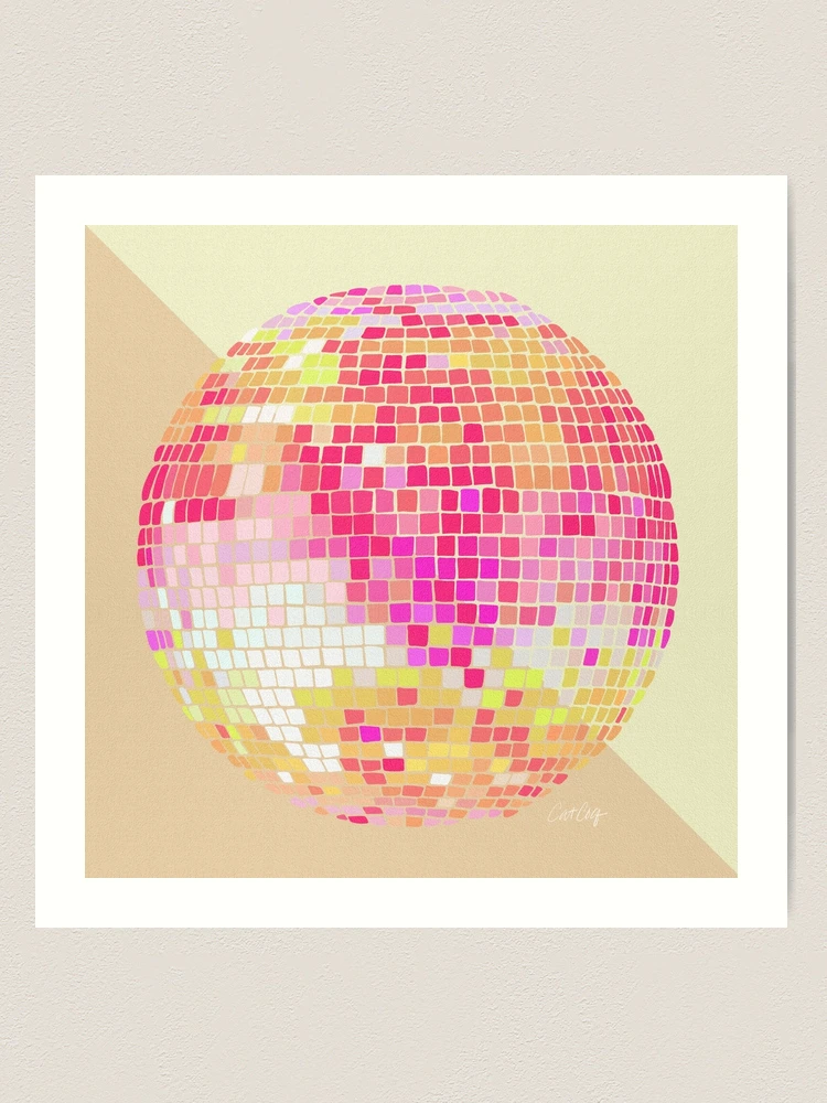 Pink and Peach Disco Ball Print — Not Sorry Art