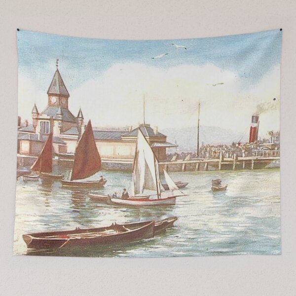 Item preview, Vintage Illustration of Rothesay Harbour and Pier designed and sold by yourscotland.