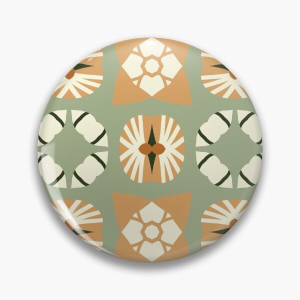 Item preview, Abstract Retro Vintage Design with Swirls, Stripes and Circles in Brown, Sage Green, Dark Green, Burnt Orange, and Ivory designed and sold by cozycaroline.