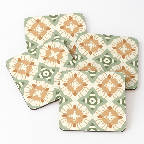 Aperçu de l'œuvre Abstract Retro Vintage Design with Swirls, Stripes and Circles in Brown, Sage Green, Dark Green, Burnt Orange, and Ivory créée et vendue par cozycaroline.