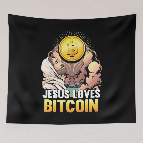 Item preview, Jesus Loves Bitcoin Funny Crypto Hodl and BTC Blockchain  designed and sold by Rzelemenz.