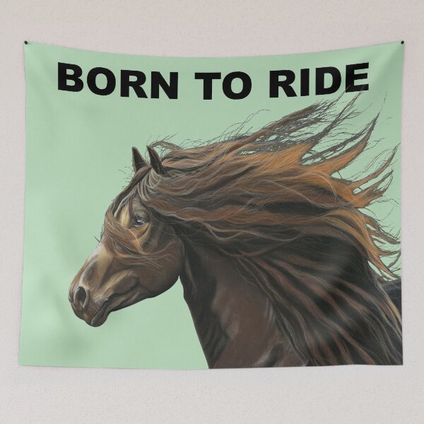 Item preview, Born to ride Beautiful Horse art green background - Equestrian born to ride art - horse lover designed and sold by IslesArt.