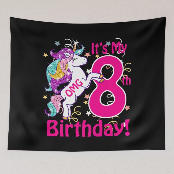 Item preview, OMG It's My 8th Birthday Girls Unicorn 8 years old designed and sold by holidaysdung.