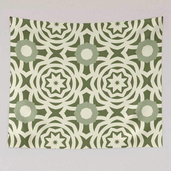 Artikelvorschau, Abstract Retro Vintage Design with Swirls, Stripes and Circles in Brown, Sage Green, Dark Green, Burnt Orange, and Ivory entworfen und verkauft von cozycaroline.