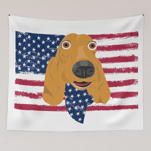 Item preview, American golden retriever, American dog with background American Flag designed and sold by PrinChic!.