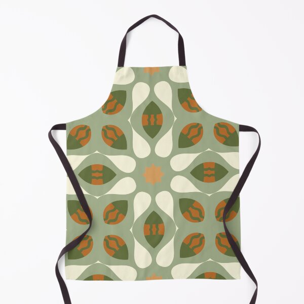 Item preview, Abstract Retro Vintage Design with Swirls, Stripes and Circles in Brown, Sage Green, Dark Green, Burnt Orange, and Ivory designed and sold by cozycaroline.