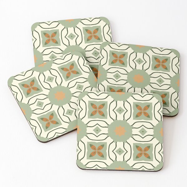 Item preview, Abstract Retro Vintage Design with Swirls, Stripes and Circles in Brown, Sage Green, Dark Green, Burnt Orange, and Ivory designed and sold by cozycaroline.