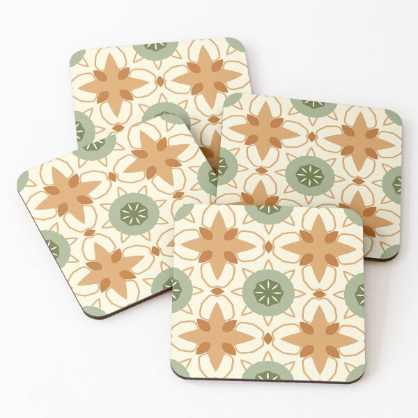 Item preview, Abstract Retro Vintage Design with Swirls, Stripes and Circles in Brown, Sage Green, Dark Green, Burnt Orange, and Ivory designed and sold by cozycaroline.
