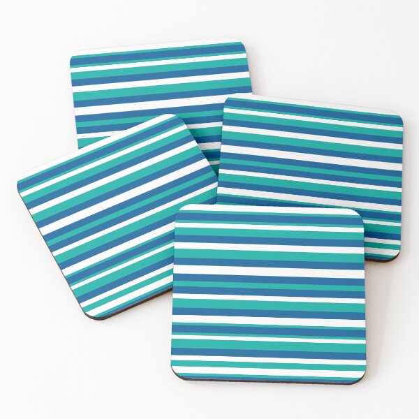 Item preview, Blue Teal and White Irregular Horizontal Stripe Pattern designed and sold by Adelle Smith.