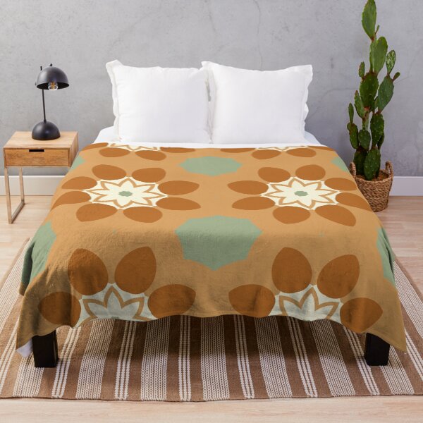 Item preview, Abstract Retro Vintage Design with Swirls, Stripes and Circles in Brown, Sage Green, Dark Green, Burnt Orange, and Ivory designed and sold by cozycaroline.