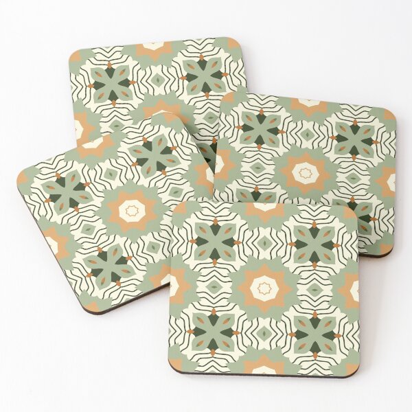 Item preview, Abstract Retro Vintage Design with Swirls, Stripes and Circles in Brown, Sage Green, Dark Green, Burnt Orange, and Ivory designed and sold by cozycaroline.