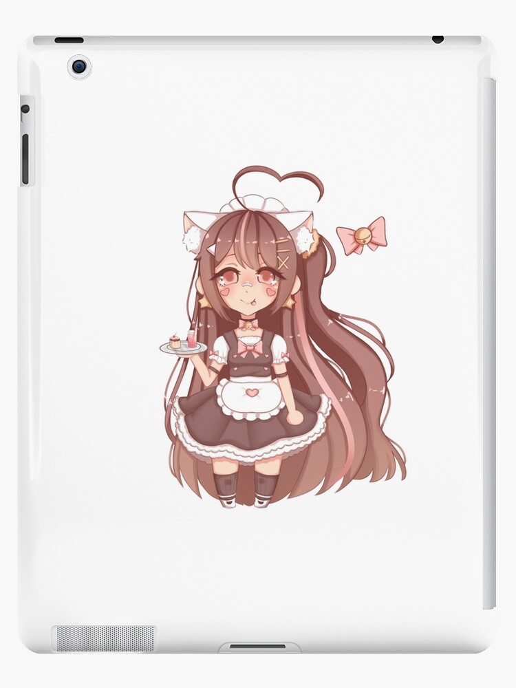 Kawaii Anime Neko Cat Girl With white hair iPad Case & Skin for