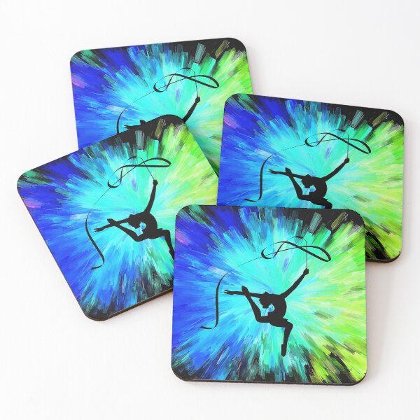 Item preview, Gymnast Silhoutte - Blue, Cyan and Green Color Explosion - Classic designed and sold by The-Meraki-Man.