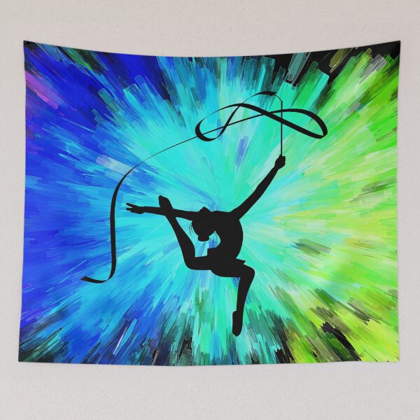 Item preview, Gymnast Silhoutte - Blue, Cyan and Green Color Explosion - Classic designed and sold by The-Meraki-Man.