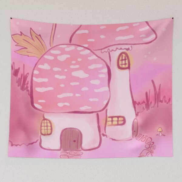 Item preview, Pink Mushroom Fairy Magical Cozy Houses designed and sold by trajeado14.