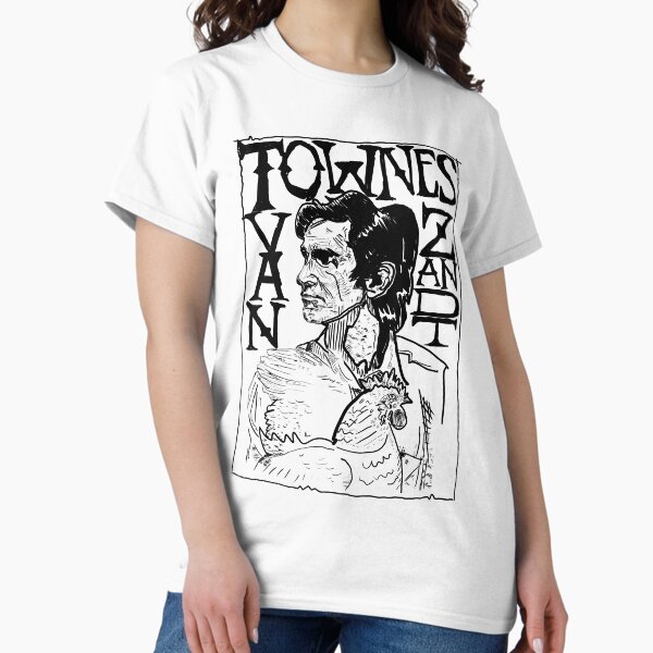 Vista previa del artículo con la obra «Camiseta con dibujo de línea de Townes Van Zandt», diseñado y vendido por lorcagrimes.