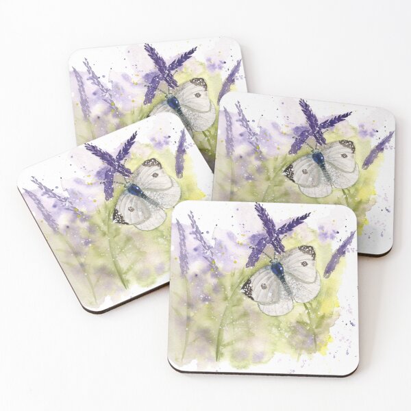 Item preview, Cabbage White Butterfly on Lavender designed and sold by HappyBeeAnnie.