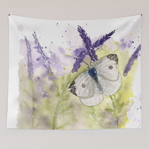 Item preview, Cabbage White Butterfly on Lavender designed and sold by HappyBeeAnnie.