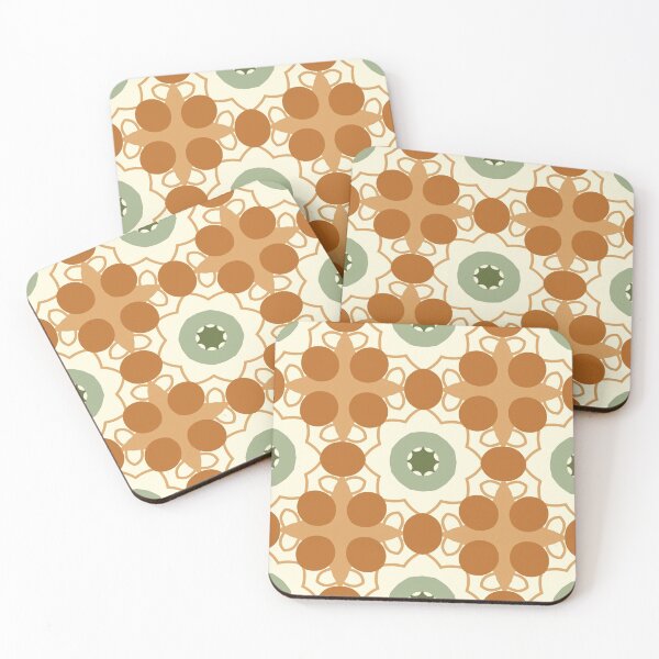 Item preview, Abstract Retro Vintage Design with Swirls, Stripes and Circles in Brown, Sage Green, Dark Green, Burnt Orange, and Ivory designed and sold by cozycaroline.