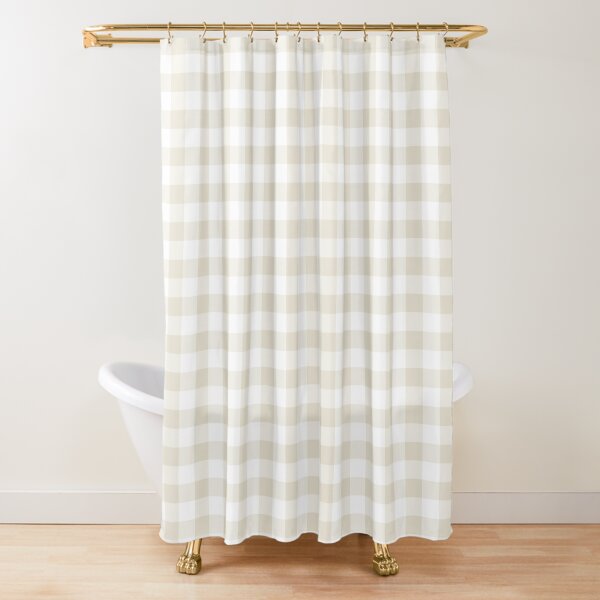 Beige and White Buffalo Plaid Pattern - Hue Coordinates w/Pantone Baby's Breath 11-0202 2022 Trending Color Shower Curtain