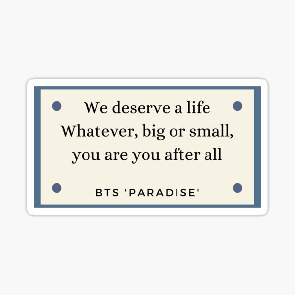 Bts Paradise Lyrics Stickers For Sale Redbubble
