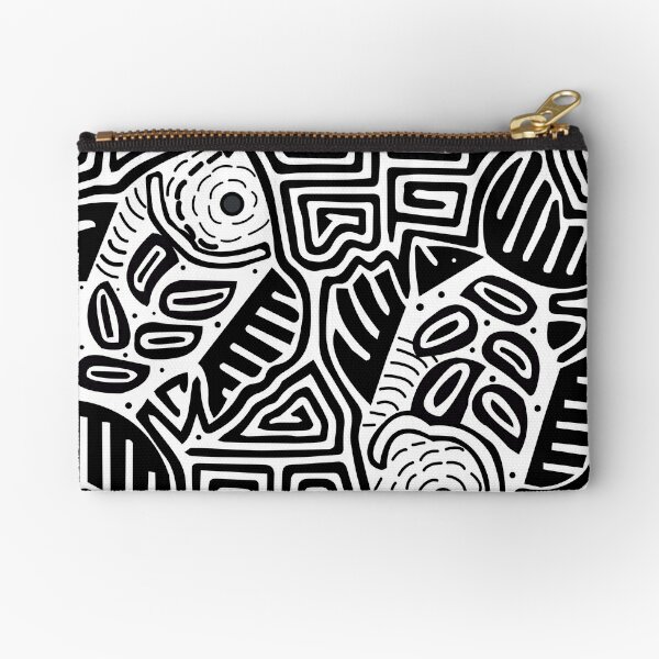 mola from panama with black and white fish designs. Zipper Pouch