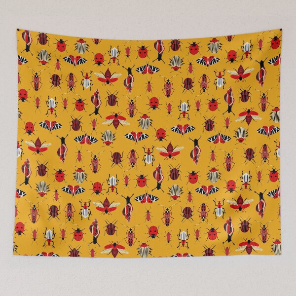 Item preview, red bugs on yellow designed and sold by kobyakov.
