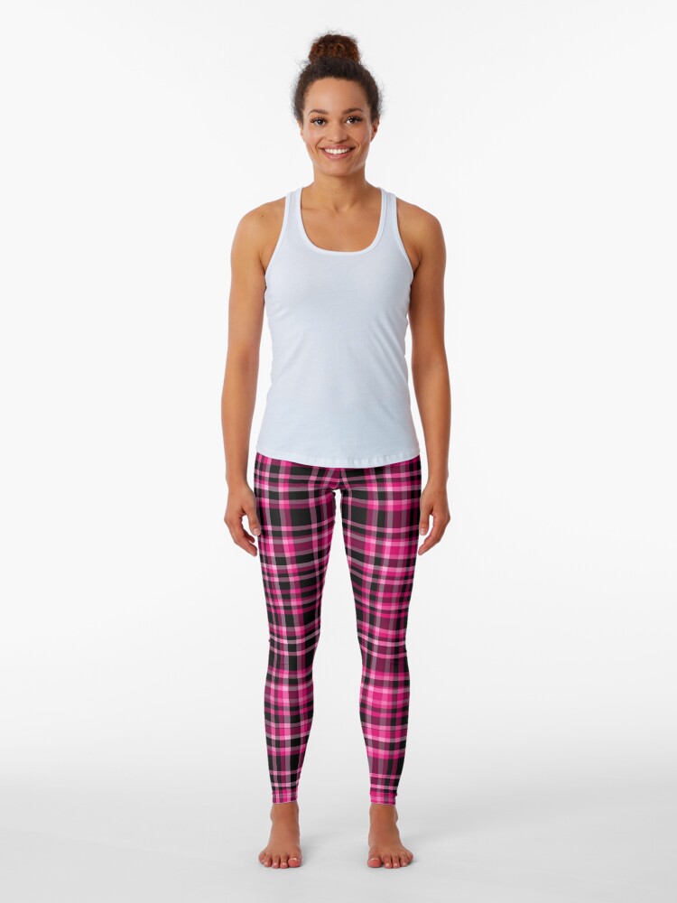 Dark Hot Pink and Black Tartan,  Leggings for Sale by SimplyStripes