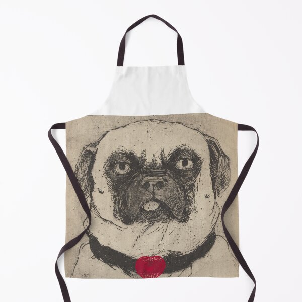 Item preview, Pug Vintage artwork of a dog with cartoon heart collar designed and sold by utopianpioneer.