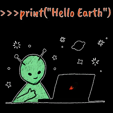 Artwork thumbnail, Hello Earth Alien Programming in Python - Geeky Alien Coder by IrinchiDE