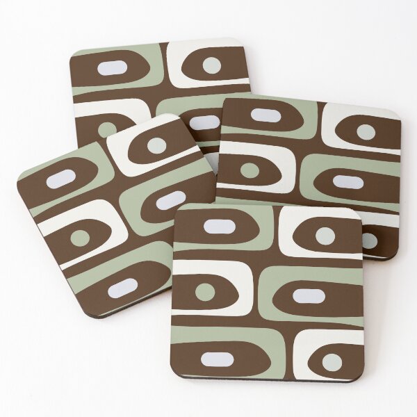 Item preview, Mid-Century Modern Piquet Minimalist Abstract in Brown, Sage, Pale Gray, and Off White designed and sold by kierkegaard.