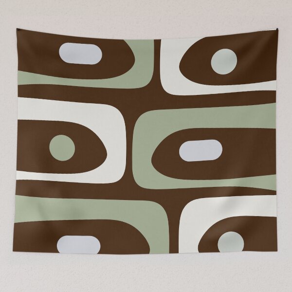 Item preview, Mid-Century Modern Piquet Minimalist Abstract in Brown, Sage, Pale Gray, and Off White designed and sold by kierkegaard.