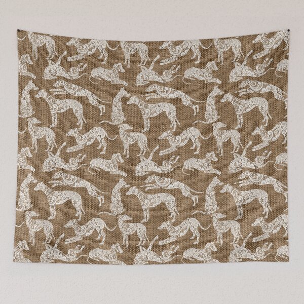 Item preview, Vintage Lace Burlap Rustic Greyhounds designed and sold by GreytGraphicals.