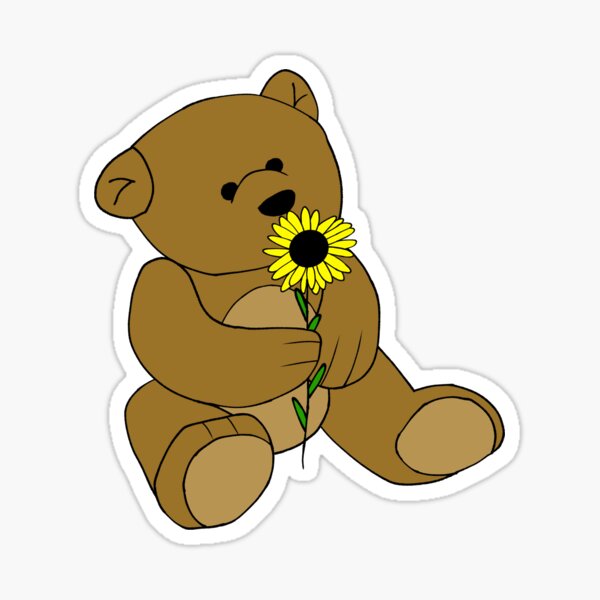 teddy bear holding a sunflower