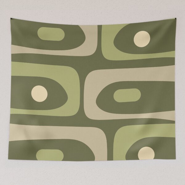 Item preview, Mid-Century Modern Piquet Minimalist Abstract Olive Green and Muted Beige  designed and sold by kierkegaard.