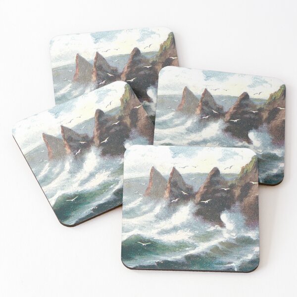 Item preview, Vintage Illustration of rough sea at the Stacks of Duncansby, Wick designed and sold by yourscotland.