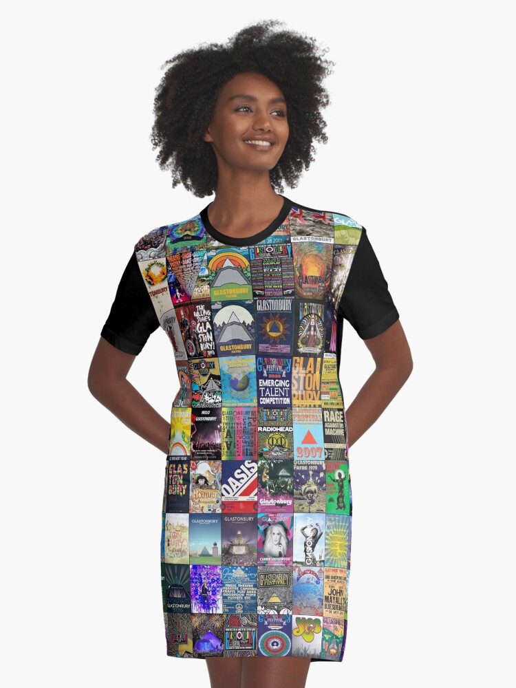 Glastonbury Festival Graphic T Shirt Dress for Sale by Montage Madness Redbubble