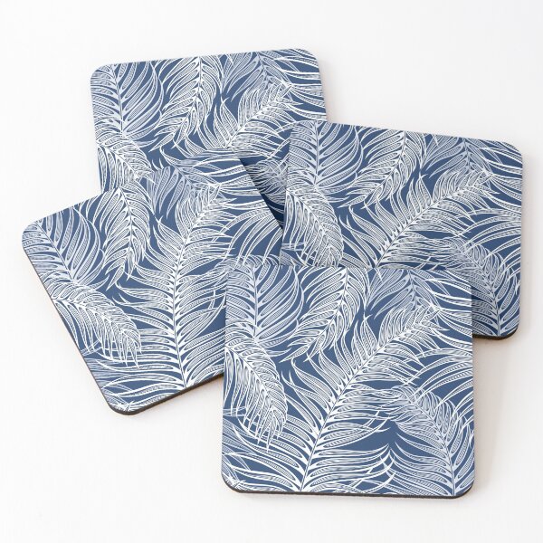 Item preview, Indigo and white palm leaves designed and sold by CatyArte.