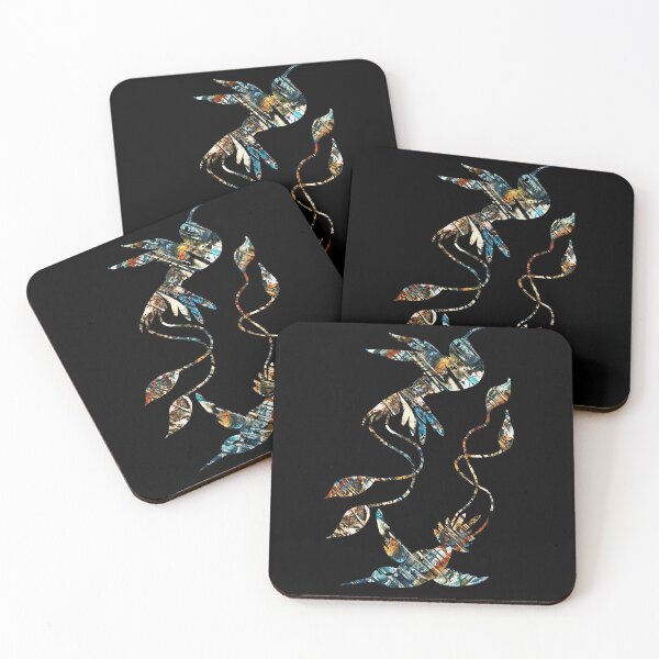 Item preview, Swipes of deep blue and dark ocean abstract hummingbirds designed and sold by TitaCris.