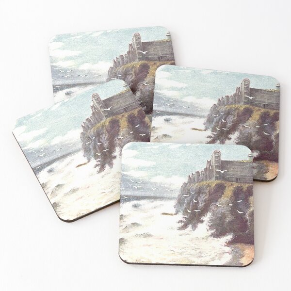 Item preview, Vintage Illustration of rough sea at Tantalion Castle designed and sold by yourscotland.