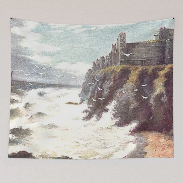 Item preview, Vintage Illustration of rough sea at Tantalion Castle designed and sold by yourscotland.