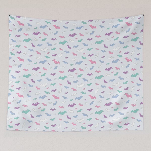 Item preview, Halloween Bats in Pastel Colors on Blue designed and sold by VintageStyle.