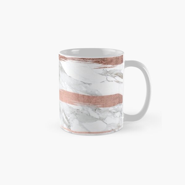 Item preview, Modern chic faux rose gold brush stripes white marble designed and sold by GirlyTrend.