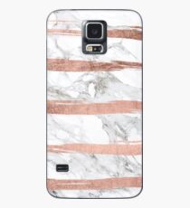 Modern chic faux rose gold brush stripes white marble Case/Skin for Samsung Galaxy