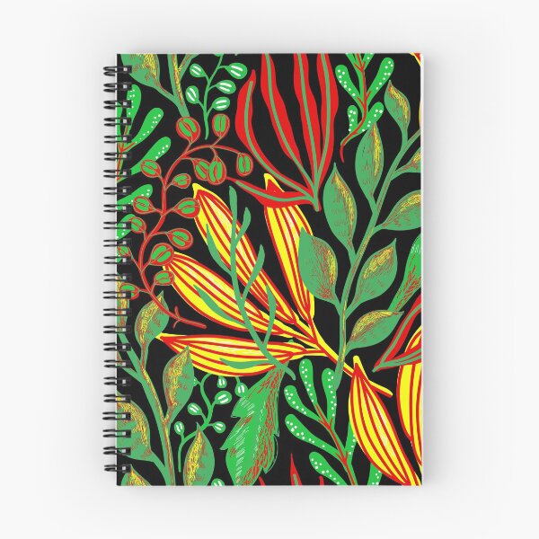 Item preview, Vibrant Rasta Botanical Floral Garden on Black background designed and sold by DaughterofYah.