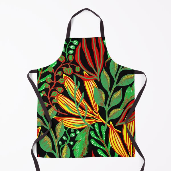 Item preview, Vibrant Rasta Botanical Floral Garden on Black background designed and sold by DaughterofYah.